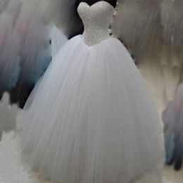 Bling Ball Gown Corset Puffy Wedding Dress Beades Sequins Crystals Top Sweetheart Sleeveless Lace up Back Tulle Wedding Dress Bridal Gown