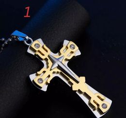 20pc best new gift unisexs men women gold silver stainless steel cross pendant necklace chain
