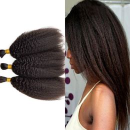 Kinky Em Linha Reta Cabelo Volumes para Trança 3 pçs / lote Indiano Bulbos Do Cabelo Humano Sem Trama 8-28 polegada FDSHINE