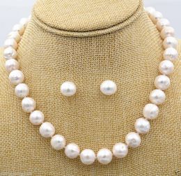 Fashion Jewelry 9-10mm white South Sea Pearl Necklace earring Set