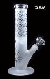PS-30 11.5 Inches Sandblasted Glass water pipe bong without perc color mouth and base blue,black, green,white, clear colors for options