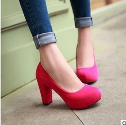 factory price hot seller sweet fashion shoes round nose pantent leather chunky heel high heel women 060