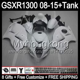 8gifts For SUZUKI Hayabusa GSXR1300 08 15 GSXR-1300 gloss white 14MY29 GSXR 1300 GSX R1300 08 09 10 11 12 13 14 15 Fairing white black Kit