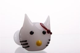 Cute Cat Hand pipes Smoking Glass Pipe White Colours Spoon Pipes Dry herb tobacco Pipe for smoking