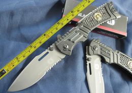 FREE SHIPPING 8'' New 440 Serrated Blade Aluminium Handle Spring Assist Open Line Lock Folding Pocket Knife SA22