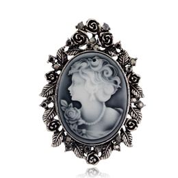 Pins Brooches Whole- Vintage Wedding Accessories Joyeria Cameo Beauty Queen For Women Crystal Rhinestone Gold Silver Antique 213L
