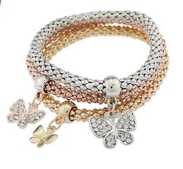 Europe and the United States foreign trade explosion Jewellery Jewellery three - Colour suit stretch corn chain diamond butterfly pendant bracele