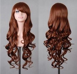 Free Shipping>>> new Long Brown Women 70CM Lolita Hair Anime Cosplay Curly Costume Party Wig