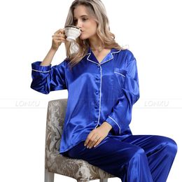 Wholesale- Womens Silk Satin Pamas Pama Pyjamas Set Sleepwear Loungewear XS S M L XL 2XL 3xl__gifts