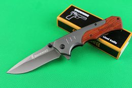 Browning FA17 Titanium Tactical Folding Knife 440C 57HRC Wood Handle Camping Hunting Survival Pocket Knife Military Utility EDC Tools