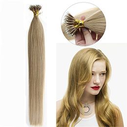 16''-22''Straight Remy Nano Ring Tip Human Hair Extensions with Nano Rings 1g/s 100s #27 Dark Blonde Colour