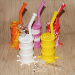 hookahs Big Barrel Percolator Cyclone Helix pipe Silicon bong rig oil dab water pipes with silicone stem and glass bowl