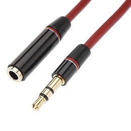 Malloom 2017 1.2m 3.5mm Male to Female Stereo Audio Headphones Earphone Aux Extension Cord Cable for Mobile phone MP3 Player Red 1000ps/lot