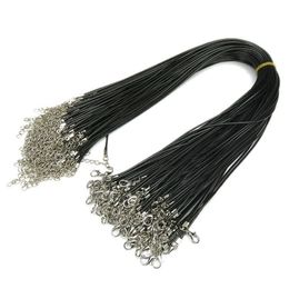 Black Wax Cord Rope 1.5mm Wire for DIY Pendant Necklace Gift With Lobster Clasp Link Chain Charms Jewelry 100pcs/lot Wholesale