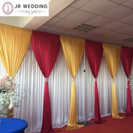 2017 New Design Romantic 3M*6M Colorful Ice Silk Drapes Curtain 1PCS Free Shipping For Wedding Backdrop Decor
