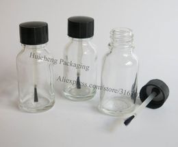 200/lot 15ml Clear Glass Essential Oil Bottle With Brush Cap, 15cc Nail Polish Botlte, Glass Container