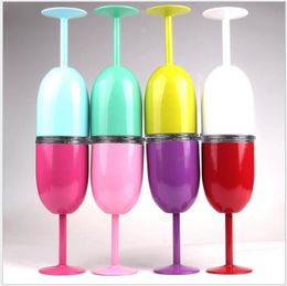 10oz Goblet Stem Wine egg cups drinking glasses Vacuum Insulated mug Stainless Steel with lid eggs shape mug cup Travel Bar cocktail champagne glass 9 Colour