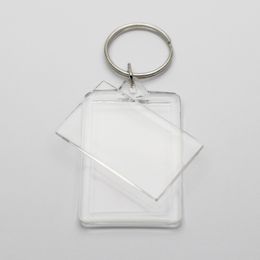 Blank Acrylic Rectangle Keychains Insert 1.72"x 1.1"Photo Keyrings 100X #KP01C Free Ship