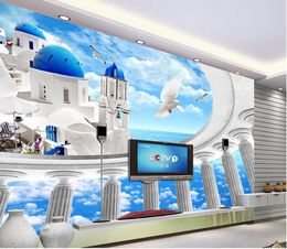 European Roman column stereo TV wall mural 3d wallpaper 3d wall papers for tv backdrop