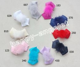 10pcs lady girl 2.5 inch fur pompon hair bows clips pom pom headwear sweet pompoms hair elastic accessories Hairpins GR104