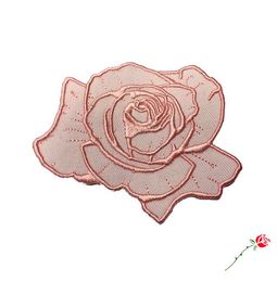 Romantic Pink Dusty Rose Flower Patch Top Patches Iron on Sew on Embroidery Patch Motif Applique Children Women DIY Clothes Sticker Wedding