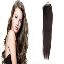 Micro Loop Hair Extensions Dark Brown human hair 100g Loop Ring Links Remy Straight 100% Real Hair 100 strands