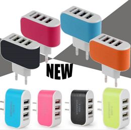 US EU Plug 3 USB Ports Wall Charger 5V 3.1A LED Adapter Travel Convenient Power Adaptor with triple USB Ports For for samsung