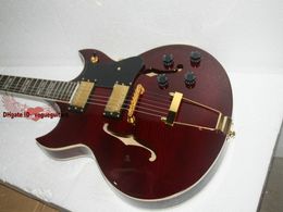 Wholesale Guitars red top Hollow Jazz Guitar Gold hardware OEM CheapFree shipping