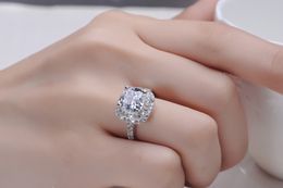 Affordable 3Ct Cushion Cut Clear Synthetic Diamond Wedding Female Ring Solid 925 Sterling Silver Ring White Gold Plated Jewelry