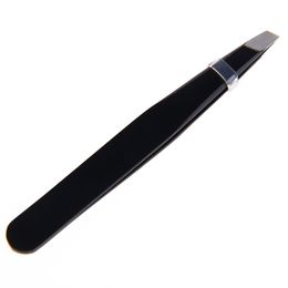 Wholesale- 2016 New Fashion 1 pcs Professional Stainless Steel Slant Tip Hair Removal Eyebrow Tweezer Makeup Tool Black Colour For Unisex