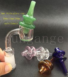4mm Thick Quartz Banger Nail With glass Carb Cap Female Male 10mm 14mm 18mm Joint 90 Degrees Quartz Bangers Nails For Glass Pipes