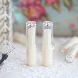 New Arrival About 4g Lip balm Tubes Empty White lipstick tube with Clear Diamond Cover DIY lip gloss Packing container