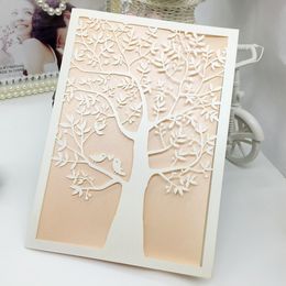 wedding invitations laser cut wedding invitations love tree wedding party invitations sets Blank Inside page With white envelope, sticker