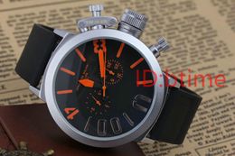 Men's Sports 50mm Big Boat Silver Black Rubber Classic Round Automatic Mechanical Watches Wristwatches Self Wind U Watch