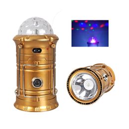 Holiday Collapsible LED Lantern Lights Flashlight Torch RGB Magic Effect Ball Stage Light Lamp Bulb Rechargeable Battery Camping