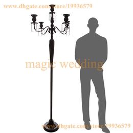 5ft Tall 5 Arm White Gold Silver Floor Candelabra With Hanging Crystal Bead For Home Party Decoration