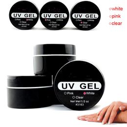 -Atacado-3 cores Nail Art Gel UV Builder Tips Glue Clear Pink White Manicure Extensão