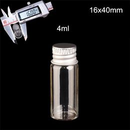 100 pcs 4ml 16x40mm Small Clear Glass Bottle Vial Pendant With Aluminium Lid For Wedding Holiday Decoration Christmas Gifts