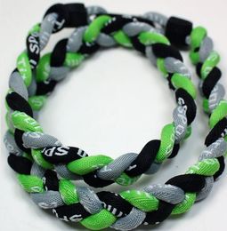 Promotion - 400PCS/Lot Baseball Sports Titanium 3 Rope Braided Grey Black Green GE Necklace RT050