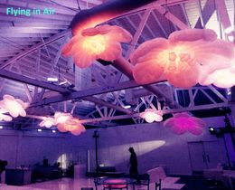 Ceiling Light Plum LED Inflatable Pink Flower for Stage/Concert/Party