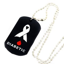 50PCS DIABETIC Silicone Dog Tag With 24 Inch Ball Chain A Great Alternative Style Reminder Necklace