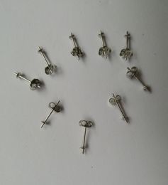 2 Pairs (4 Piece)/set Sterling Silver 4mm Earrings Post | Earrings Stud Setting Pearl Cup W / Earnut Safety Back