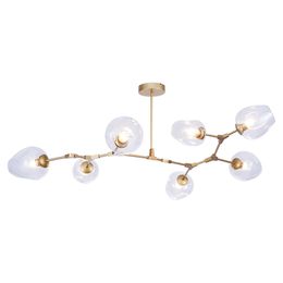 Living Room Chandelier Light Nordic Magic Bean Painted Metal arms bar Counter Dining Room Glass lampshade Ceiling Lighting Fixtures
