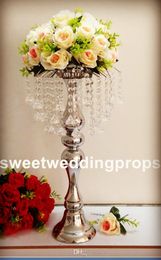 2016 wedding table flower holder decor metal crystal stand Candelabra pan Candle Holder party hotel Centerpiece flower display