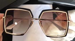 Óculos de sol Sqaure narcissus gradiente marrom preto de ouro Len Sonnenbrille Occhiali Da Sole Metal Metal Sunglasses New With Case