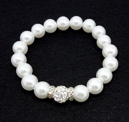 120pcs women's fashion handmade faux pearl & rhinestone clay charms adjustable bracelet Jewellery