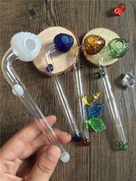 14cm Coloured Glass Strawberry pipe Oil burners smoking Pipes glass bong with Coloured balancer glass water hand pipe