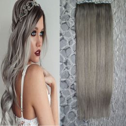 Brazilian virgin Straight silver gray hair extensions 120 pieces tape in extensions human hair 300g human hair tape extensions
