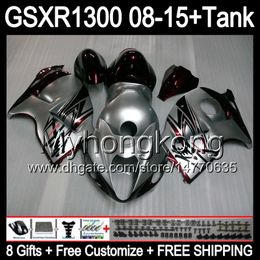 8gifts For SUZUKI Hayabusa gloss silver GSXR1300 2008 2009 2010 2011 14MY237 GSXR-1300 GSX R1300 GSXR 1300 2012 2013 2014 2015 red Fairing