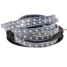 5M 60LEDs ws2812b pixel rgb led strip ws2812 5v tv led light smd tape 5050 smd lights ws2811 black pcb waterproof silicon IP67